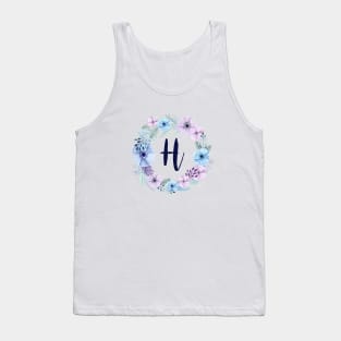 Floral Monogram H Icy Winter Blossoms Tank Top